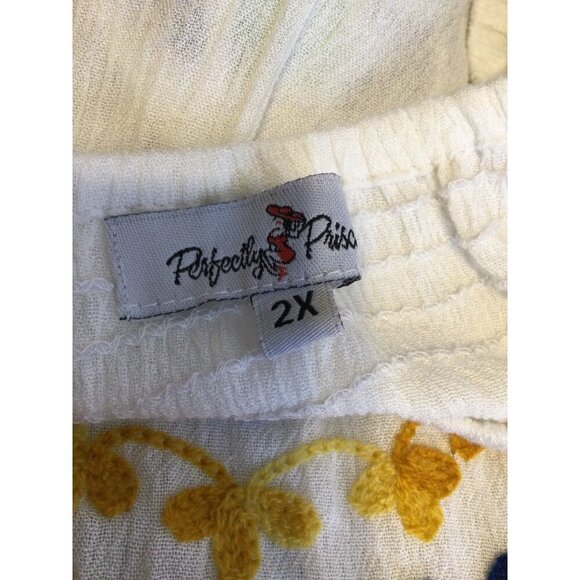 Perfectly Priscilla Women's Embroidered Floral Tunic Top Boho Multicolor Size 2X - Picture 6 of 9